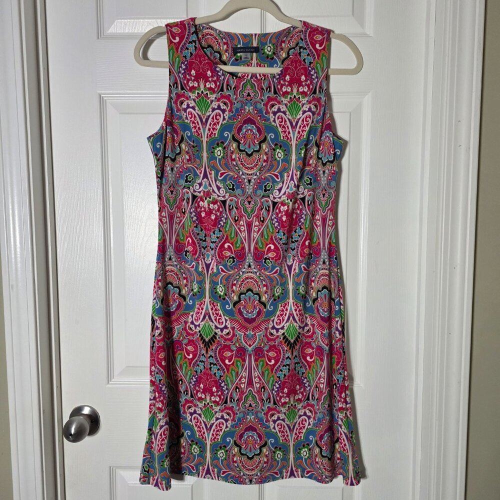 Tommy Hilfiger Women's Sleeveless Pink & Blue Paisley Shift Dress Sz 8